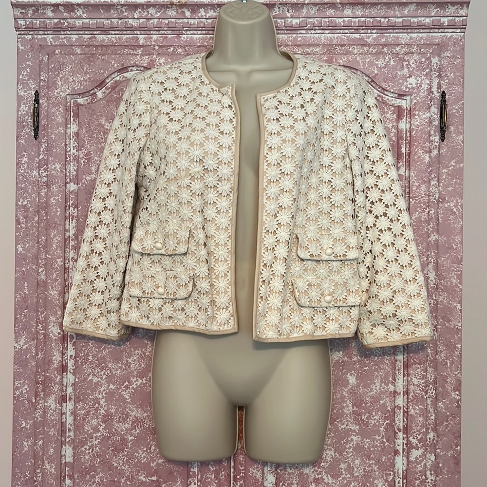 Talbots white and cream floral jacket!